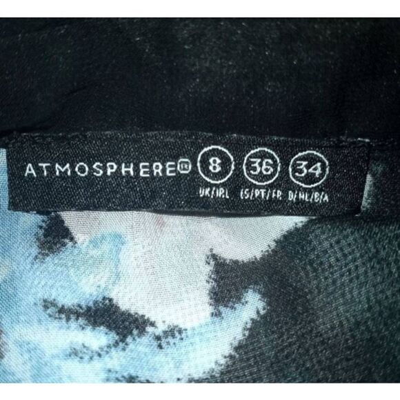 ATMOSPHERE SHEER BLACK, PINK, & BLUE FLORAL BUTTON DOWN BLOUSE SZ.US6 EUC. - Picture 4 of 6